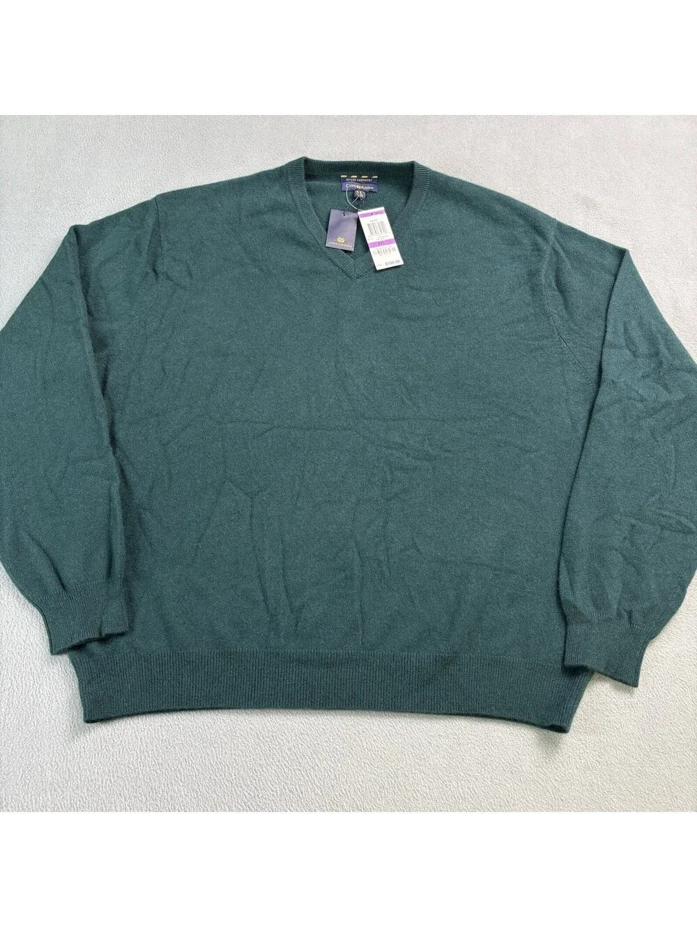 Club Room Estate Cashmere V Neck Sweater Size 2XL Green New With Tags